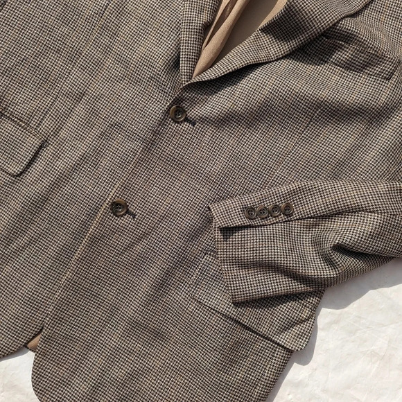 Van Heusen Brown 2 Button Suit Jacket Blazer Men 42 Reg Bamboo Wool - Picture 3 of 9